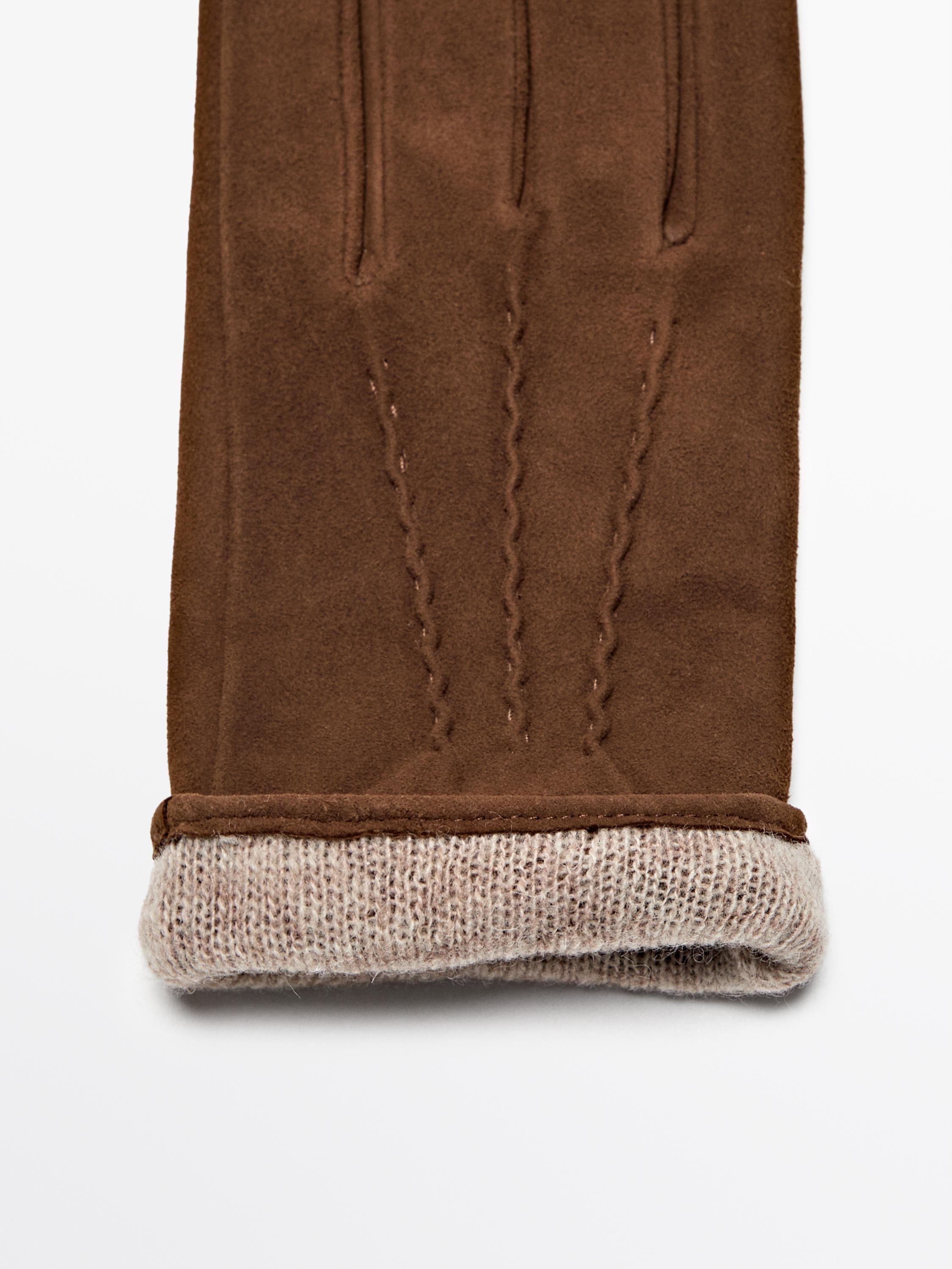 Suede leather gloves